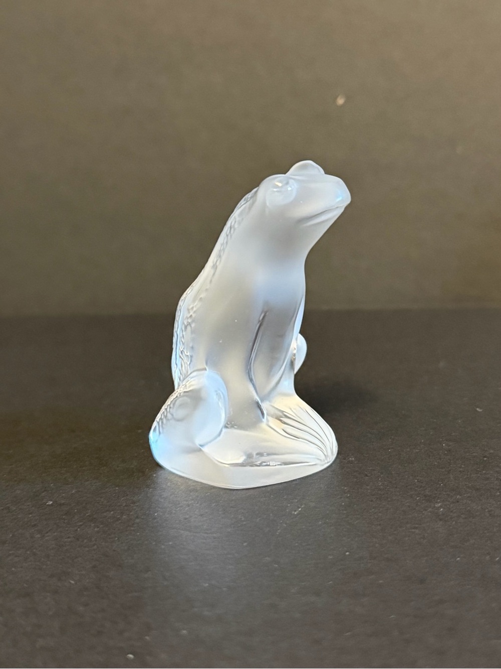Vintage Signed Lalique Frosted, Clear & Textured Crystal “Rainette” Frog